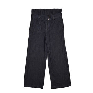 EXPRESS $98 Cropped Wide Leg‎ Super High Rise Dark Wash Denim Jean Size 2